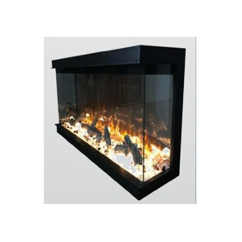 33 Inch 3-Side Small Decorative Freestanding Insert Home Electric Fireplaces With LED Flat Tempered Fireplace