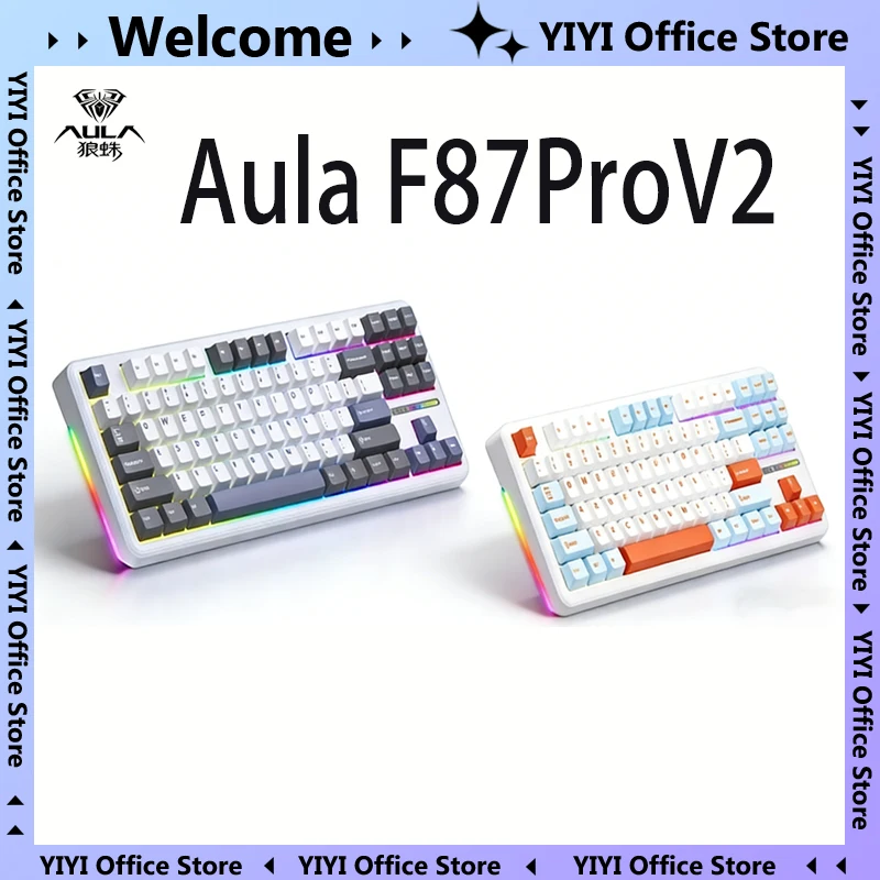 

Механическая клавиатура AULA F87 Pro V2, трехрежимная беспроводная, 12000 мАч, с возможностью горячей замены переключателей, RGB-подсветкой, настраиваемая, для киберспорта и игр на ПК