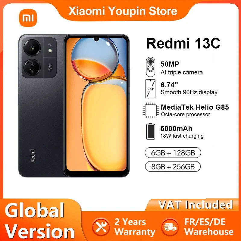 Xiaomi Redmi Global Version 13C 6GB 128GB Smartphone MTK Helio G85 Octa Core 6.74