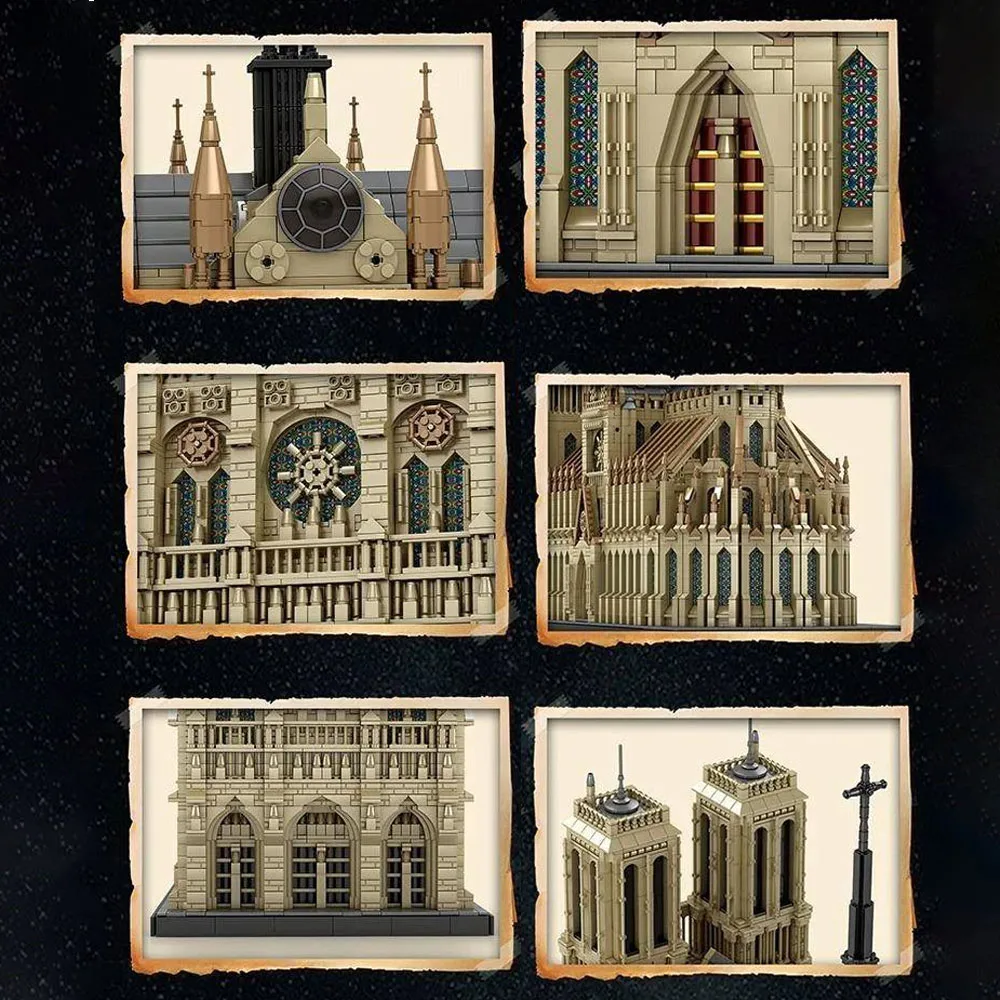 Creator 66016 สถาปัตยกรรมโลก Notre Dame Cathedral Gothic ชุดจําลอง City Modular Building Blocks ของขวัญ 8868PCS