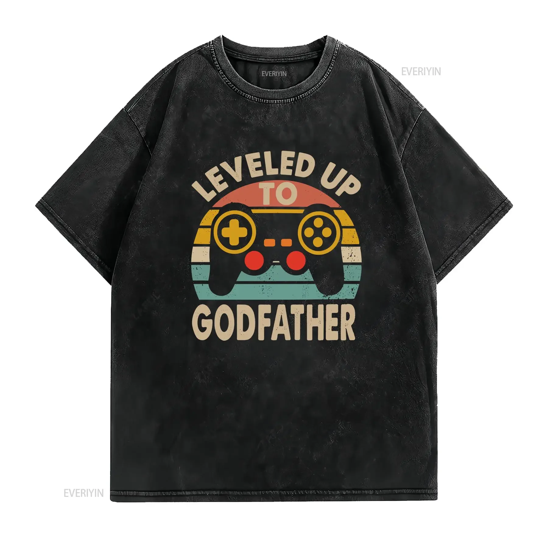 Godfather Leveled Up To T Shirt Promoted vintage Washed Stylish Stretched fashion Casual Versatile homme vintage Washed