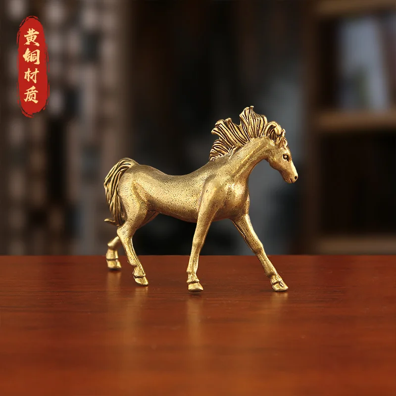 figurine for attracting wealth and success, creative retro zodiac horse home decor, office desk tea pet ornament