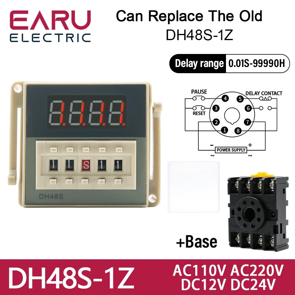 Digital Display Time Relay DH48S-1Z Double Cycle Power Control Time Delay Adjustable Digital AC110 AC220V DC12V DC24V