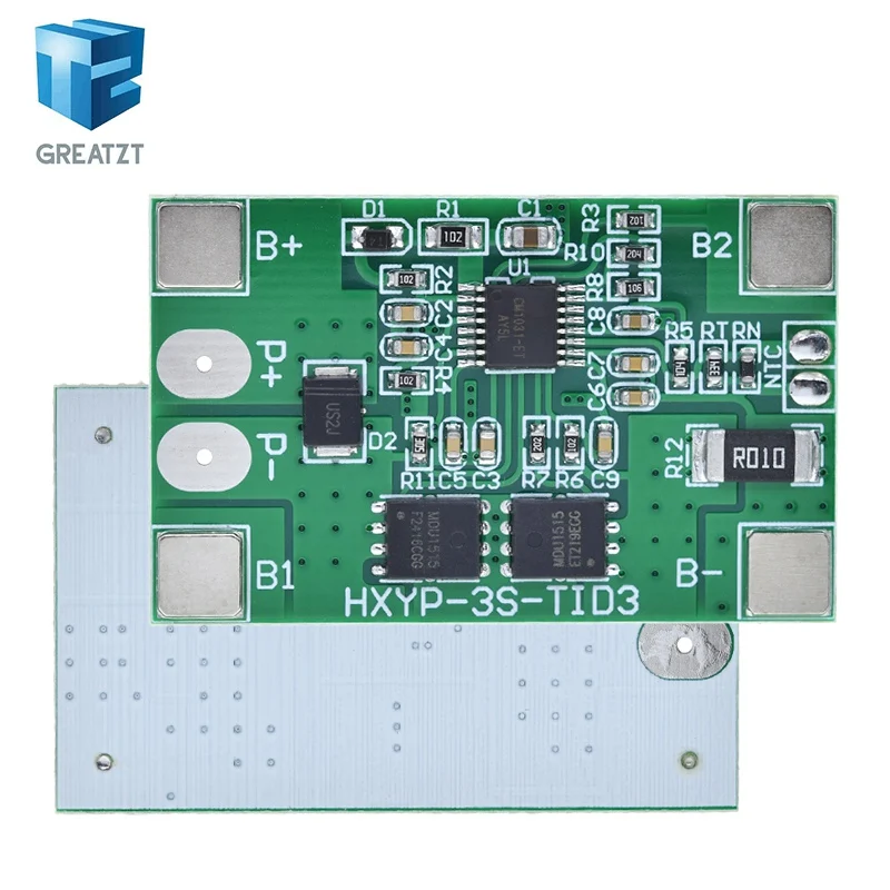 GREATZT 3S 10A Li-ion Lithium Battery 18650 Charger PCB BMS Protection Board 12V 11.1V 12.6V Prevent overcharge