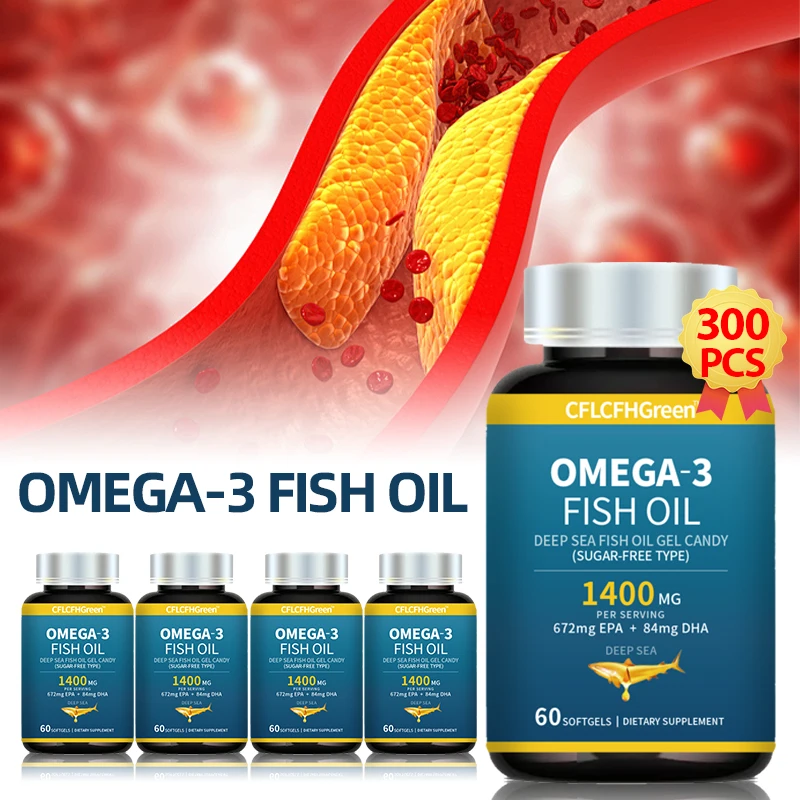 

Рыбий жир Omega3 Высококачественные капсулы, очищающие липиды в крови для кожи глаз, суставов, здоровье сердца, очистители кровеносных сосудов 60/180/300 шт.