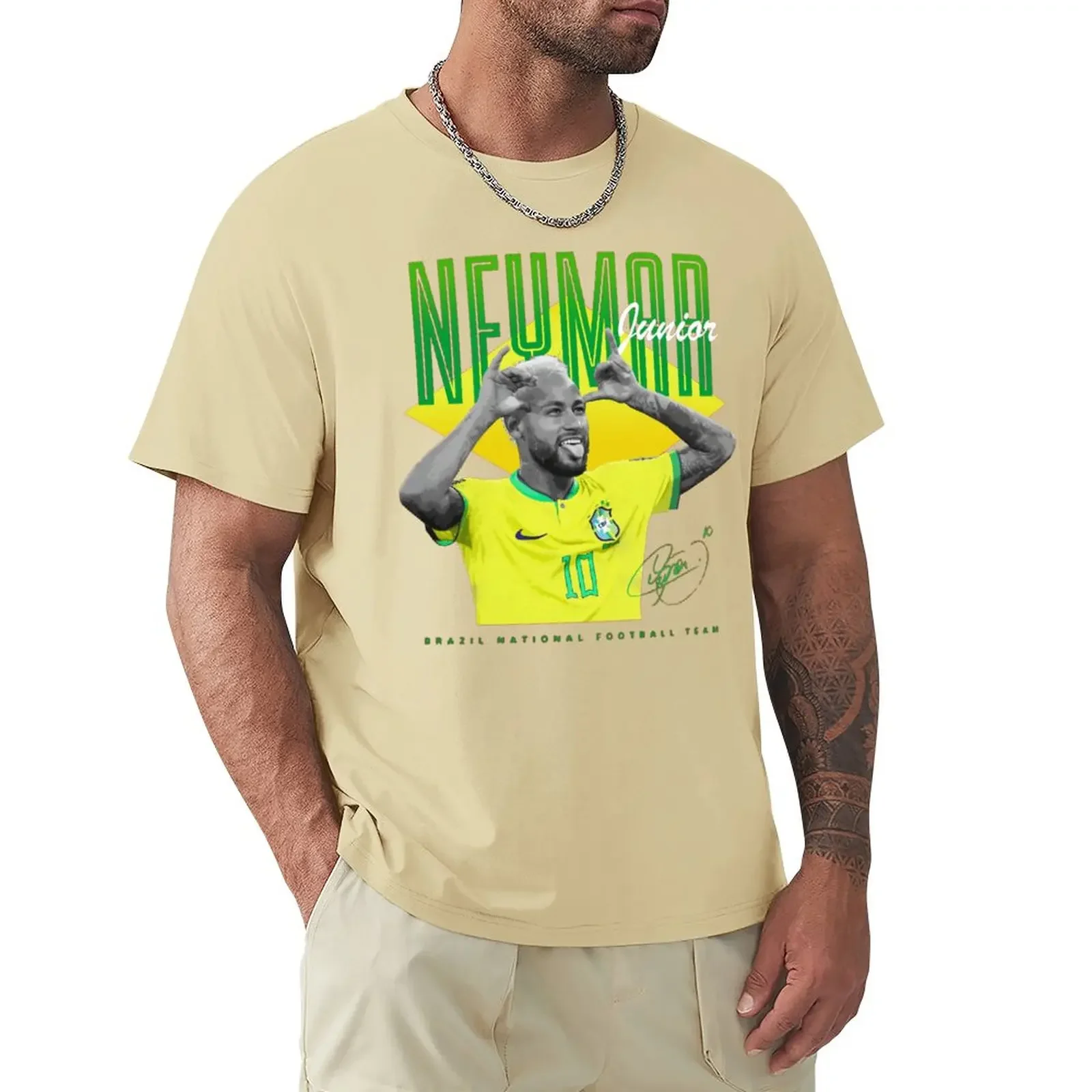 High Grade Activity Competition USA Size  Sports  Neymar And Jr Brazil Celebrate Soccer Striker 75 Graphic Vintage Tees