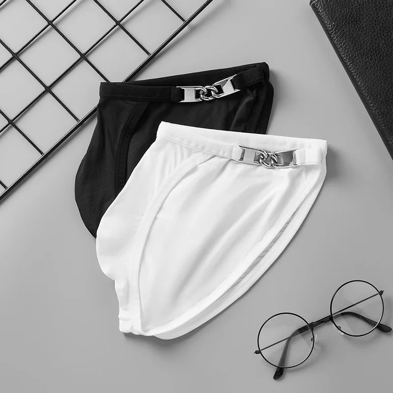 Men's Underwear Metal Decoration Ultra-thin Breathable U-Convex Low-rise Triangle Pants Briefs