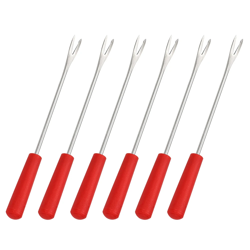 

6pcs Stainless Steel Reusable Cheese Hot Pot Chocolate Dipping Tool Set Corn Holders BBQ Tools Metal Skewers Fruit Forks Small