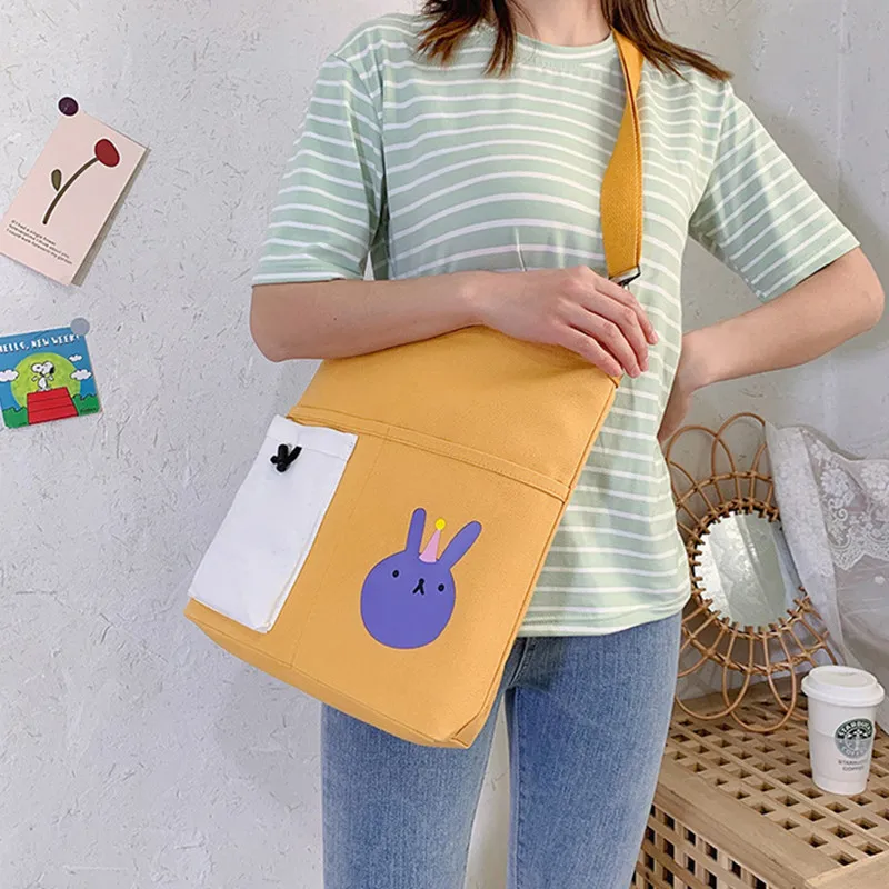 Canvas Tote Bags for Women Shoulder Bag Female Student Crossbody Bag Simple Large Capacity Designer Bags Female Bag Bolsos Mujer