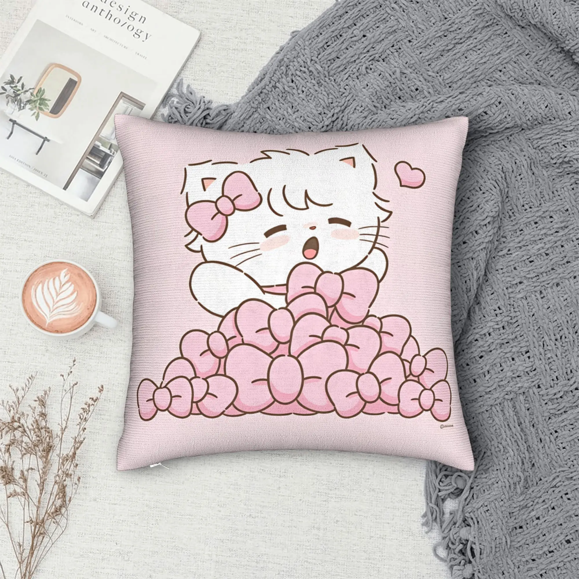 Mikkos Mousses Pillow Cover  Comfy Cushion Cover Vintage Pillow Case For Sofa Home Decoration