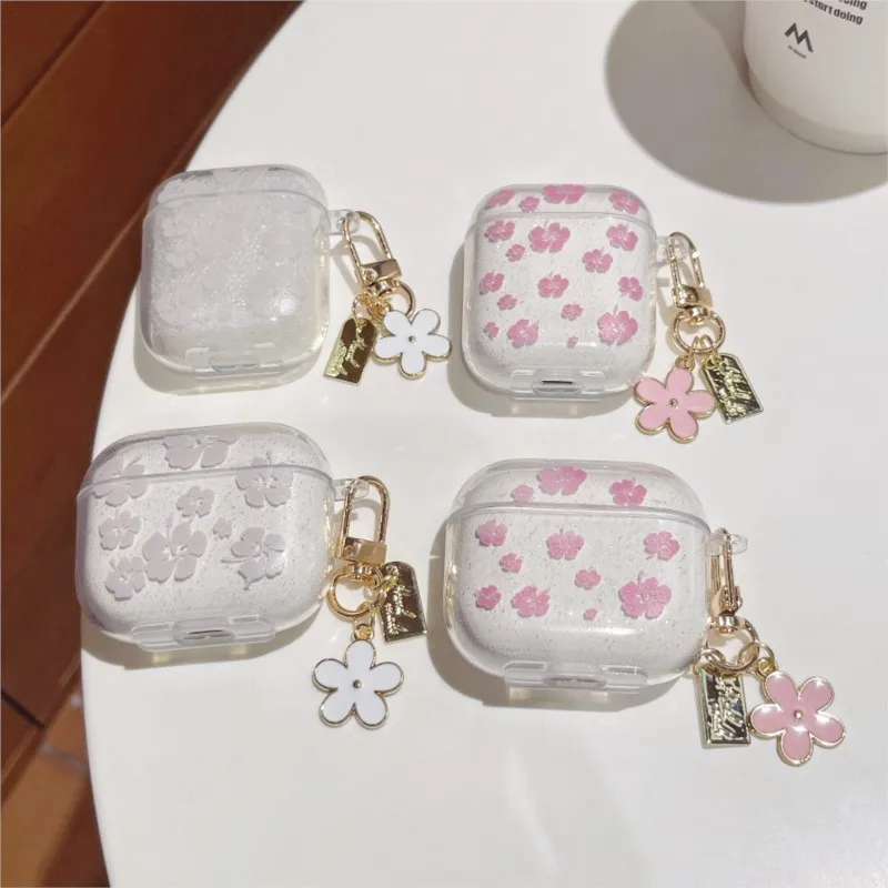 Подходит для AirPods Pro, защитный чехол для наушников Ins Flower для Apple, чехол для наушников AirPods 1/2 с подвеской