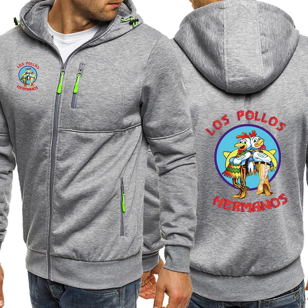 

2025 Leisure Solid Color Hoodies Spring And Autumn Man's Custom Coat Breaking Bad LOS POLLOS Logo Print Zipper Hooded Jacket