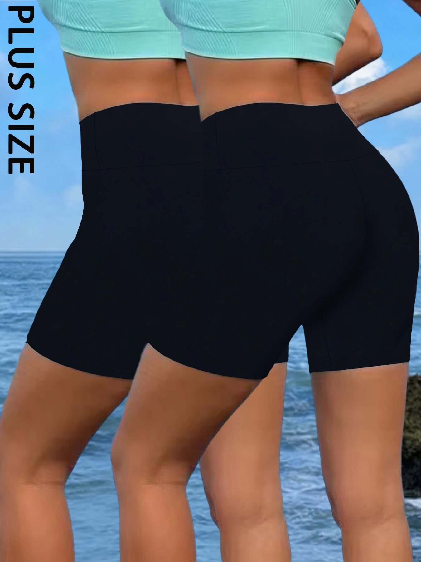 

2 pack Plus Size Biker shorts for Women High Waisted Super soft Workout Yoga Athletic Shorts Running