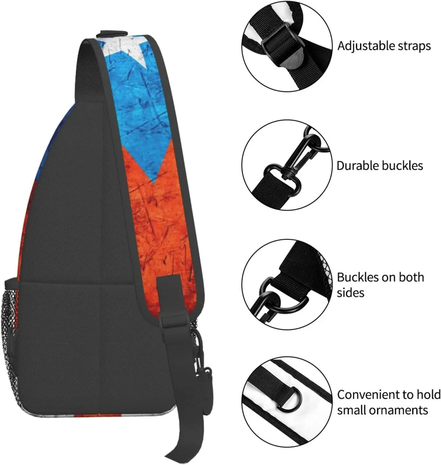 Puerto Rico Flag Unisex Chest Bags Crossbody Sling Backpack Travel Hiking Daypack Crossbody Shoulder Bag for Women Men