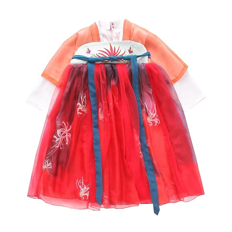 Mädchen Neue Chinesischen Stil Alte Stickerei Retro Hanfu Fee Süße Reizende Prinzessin Rock Party Abend Leistung Kleid Vestido