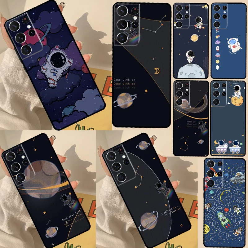 Astronaut Spaceship Case For Samsung Galaxy S23 S22 Ultra S20 FE S8 S9 S10 Plus Note 10 20 S21 Ultra Back Cover