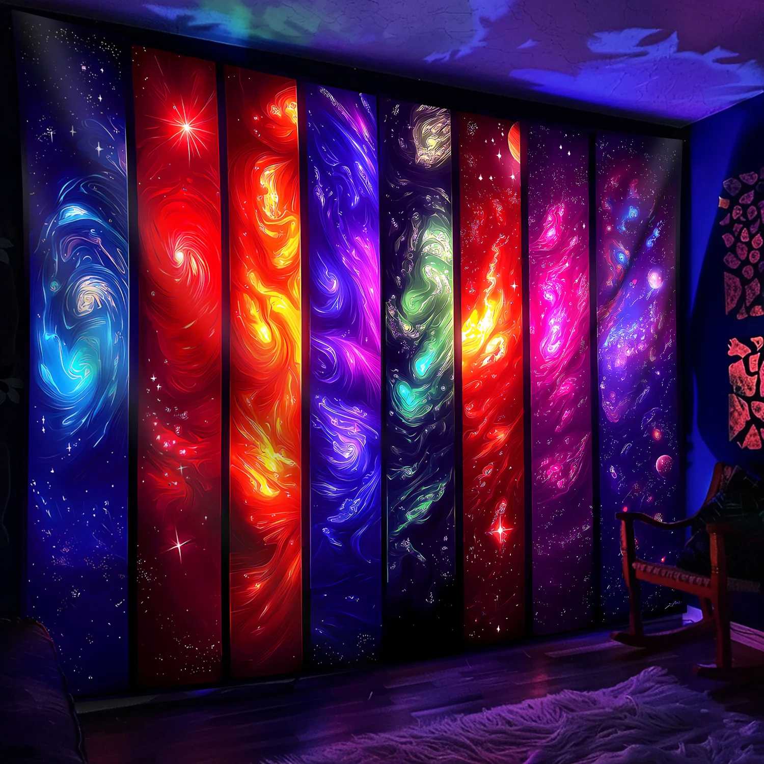 VIKAMA الكونية السماء المرصعة بالنجوم نسيج متعدد الألوان التدرج غالاكسي سديم غرفة المعيشة أريكة خلفية جدار ديكور #3