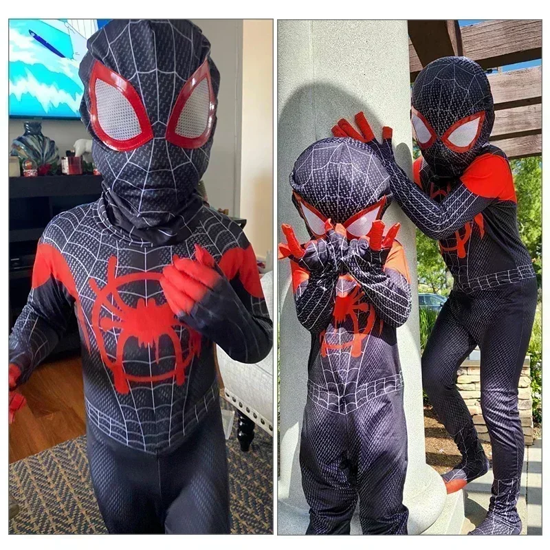 For Kids Adult Popular Parent-child Anime Spider Man Jumpsuit Spiderman Miles Morales Cosplay Jumpsuit Halloween Costume New