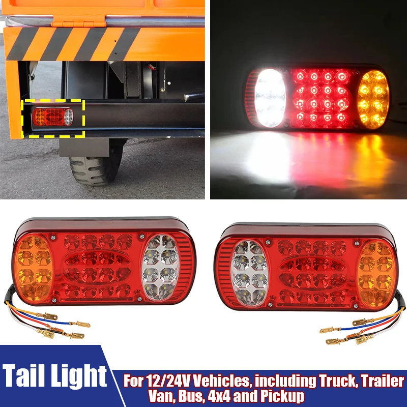 LED Tail Lights Brake/Driving Light Turn Signal Lamp Fit For 12/24V Vehicles, Including Truck, Trailer, Van, Bus, 4x4 And Pickup