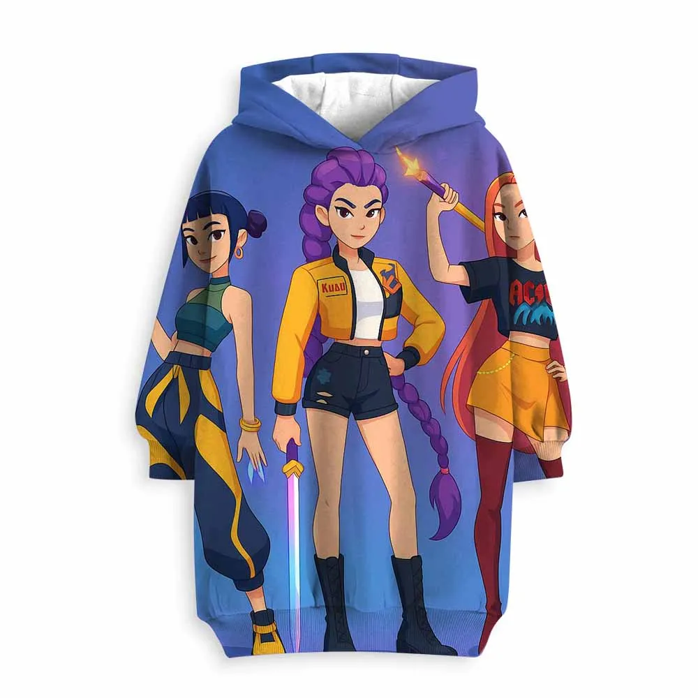 فتاة أنيمي K-Pop شيطان الصيادين هوديي فستان مطبوعة الخريف فستان الأميرة هوديي قمة الموضة الملابس #2