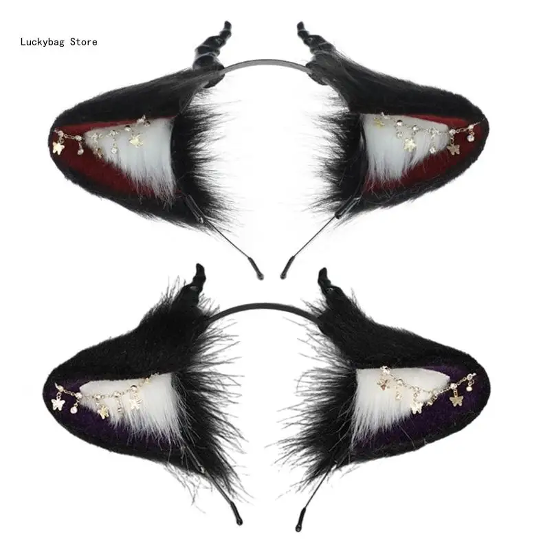 Ethnic Devil Ear Headband for Halloween Maid Hairhoop Roleplaying Character Hairdband Costume Accessories Headpieces