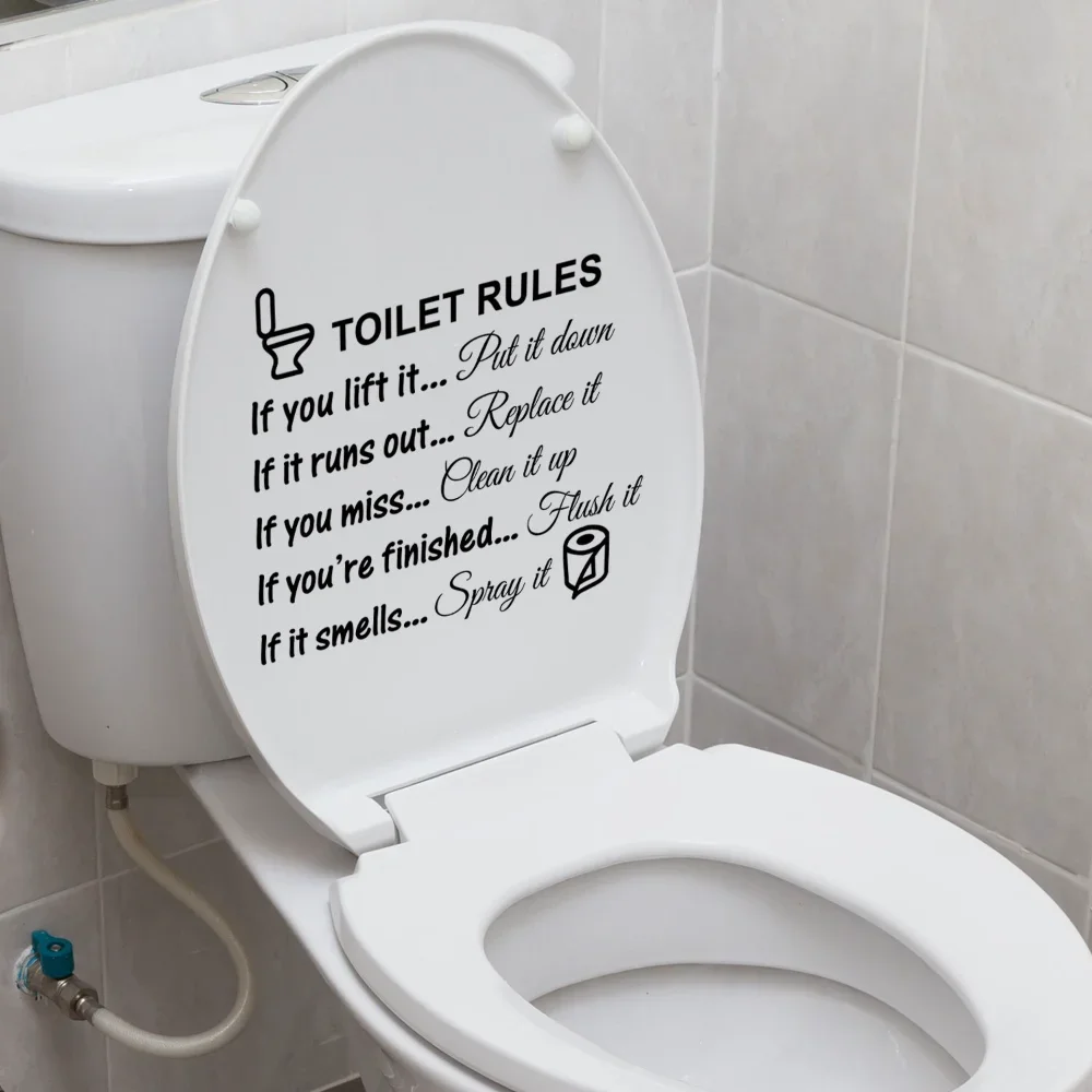 1pc Toilet Stickers Toilet Rules Removable Bathroom Sticker Home and Public Places Warning Sign Transparent DIY Art Home Decals