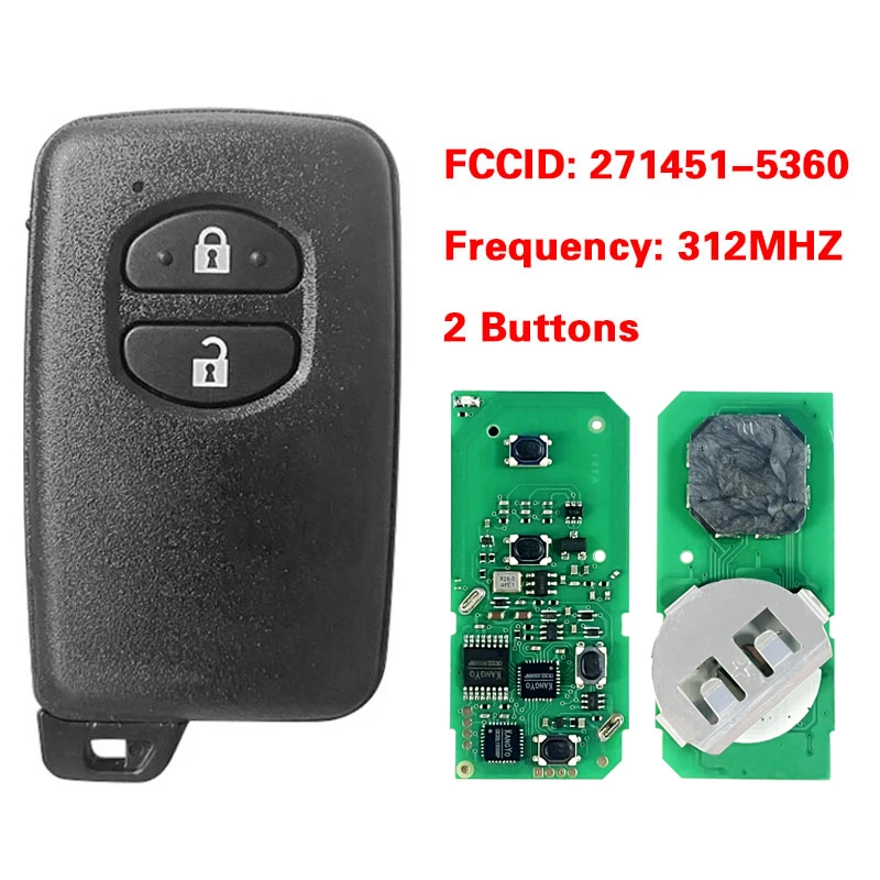 

CN007258 Aftermarket Smart Remote Key 2 Buttons 312MHZ 4D Chip FCC 271451-5360 Keyless Go For Toyota Land Cruiser Prado 2009+