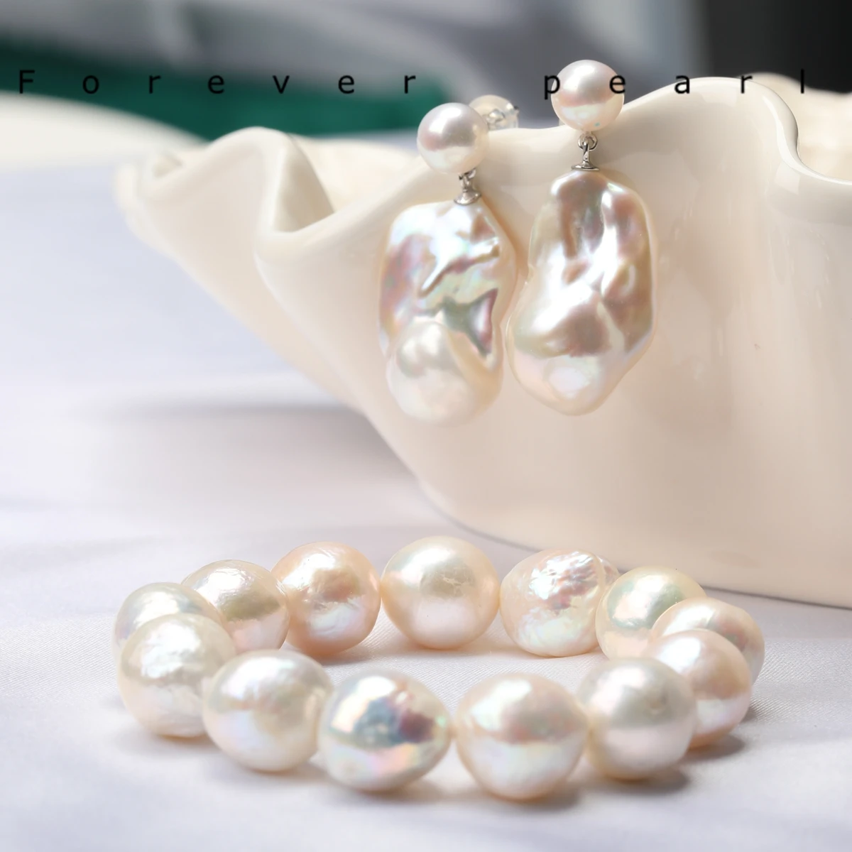 Baroque 15-25mm Natural Freshwater Shaped Pearl Retro Irregular Double Beaded Earrings Temperament Premium Women\'s Jewelry Gift