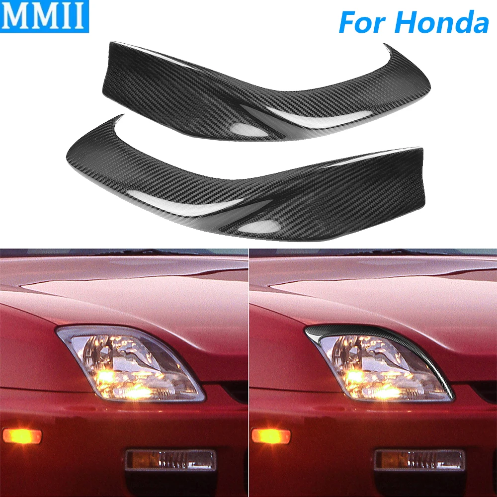 

For Honda Prelude 1997-2001 Real Dry Carbon Fiber Front Headlight Eyelid Eyebrow Cover Panel Trim Car Accessories Modification