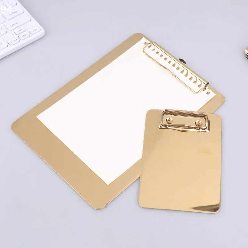 

Golden Stainless Steel Writing Clipboard Document Stationery Paper Organizer With Metal Clip For Office School Supplies
