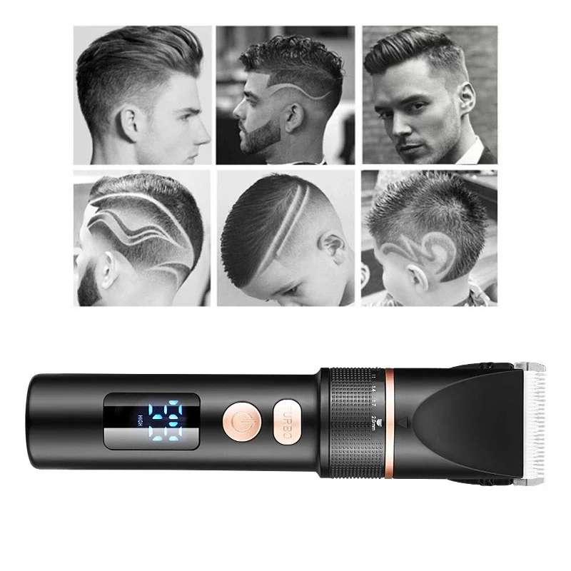 Professional Electric Hair Clipper LCD Display Rechargeable Trimmer Sharp Blade Barber Salon Men Hair Cut