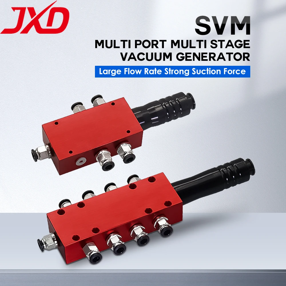 

JXD Многопортовый многоступенчатый вакуумный генератор отрицательного давления с высокой скоростью потока и сильным всасыванием SVM16/18-T6/8 манипулятор Pneu