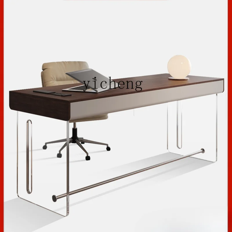 

ZF Minimalist Desk Light Luxury Modern Study Computer Desk Solid Wood High-Grade Acrylic Desk