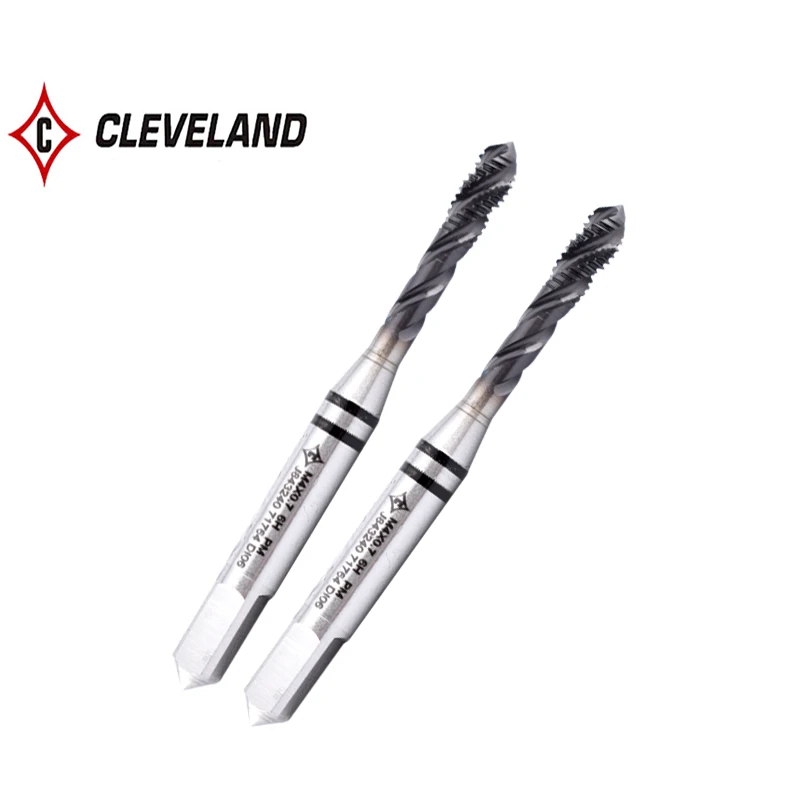 CLEVELAND HSS-PM مع JP دوامة مخدد الحنفية M2 M2.5 M3 M4 M5 M6 M8 M10 M12 M14 M16 آلة المسمار الموضوع الصنابير للفولاذ المقاوم للصدأ