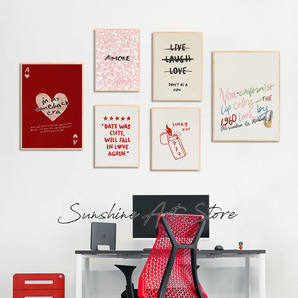Minimalist Typegraph Funny Quotes Girly Romantic Pink Living Room Bedroom Decor Poster Canvas Painting Wall Pictures Home Decor