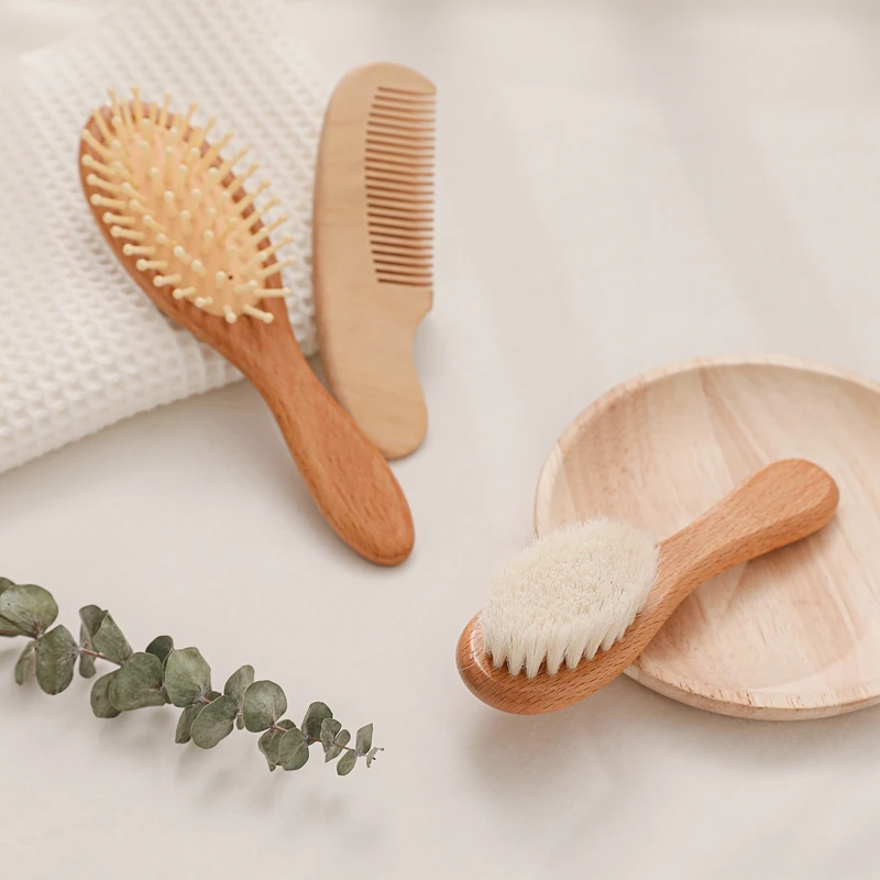 Peigne à cheveux pour bébé de 0 à 12 mois, brosse de soin des cheveux, outils de douche pour nouveau-né, ustensiles de soins, 3 pièces