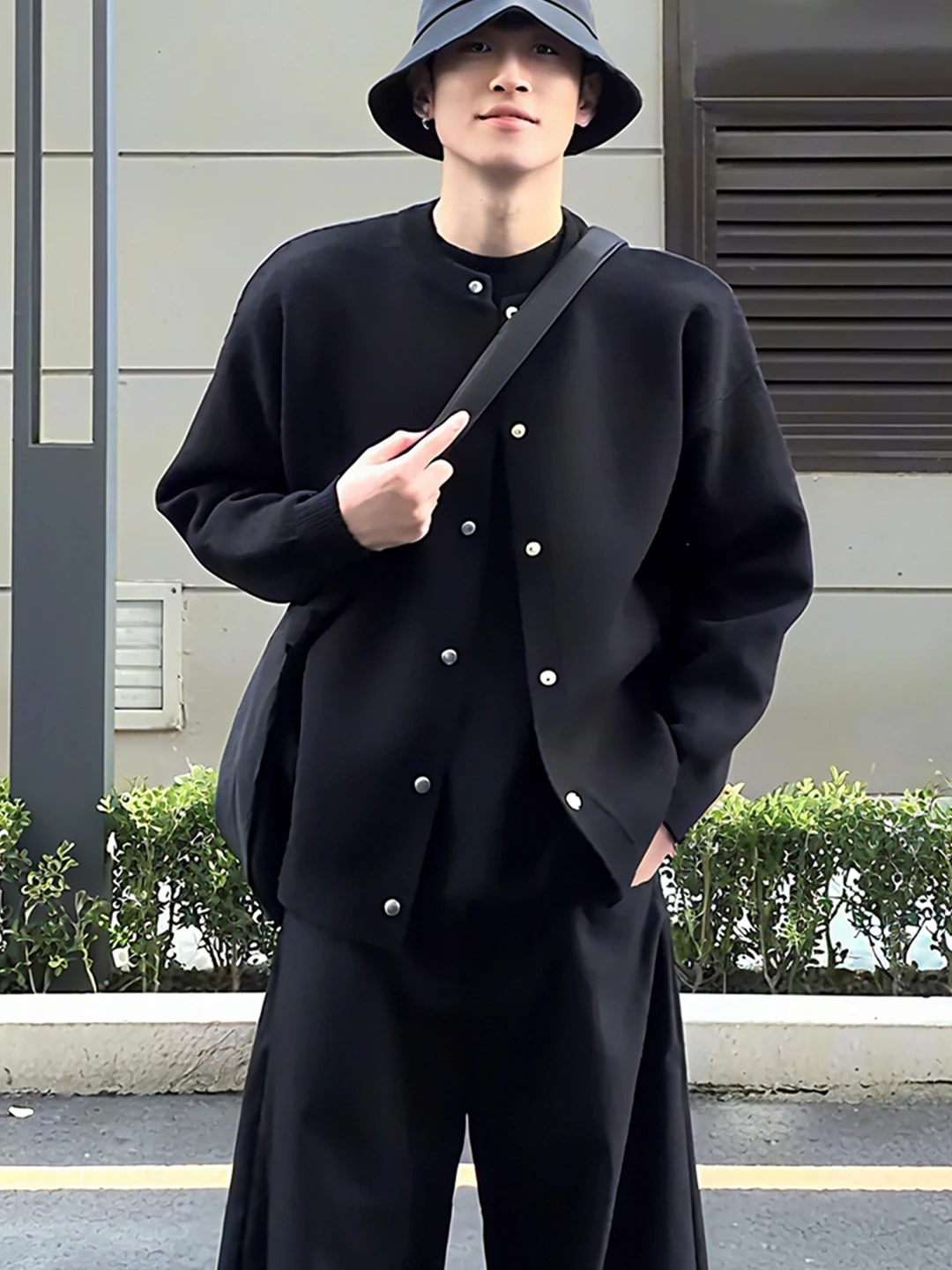 

Bla Sapphire Knitwear Cardigan Oversize American Sle Men Early Autumn round Ne Casual Jaet Warm Breathable Long Sve