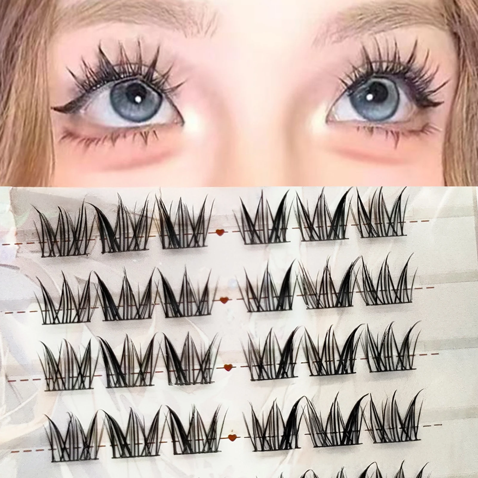 Tägliche 9–13 mm große Wimperncluster, schwarze, natürliche Wimperncluster für den DIY-Make-up-Einsatz mit Augenlifting-Effekt