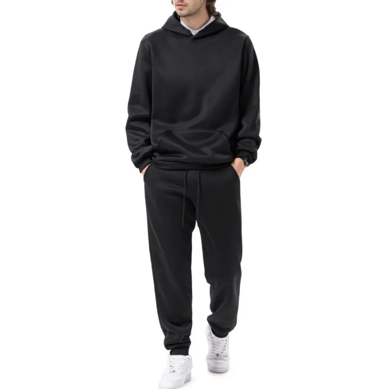 

Men's sports suit autumn and winter multi colored hooded sweatshirt+pants two-piece set, fashionable solid color casual pullover