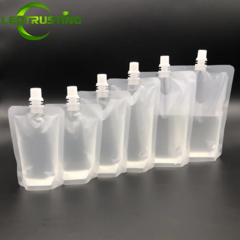 100PCS 30ML~500ML Stand Up Frosted Plastic Suction Nozzle Bag Matte DIY Coffee Juice Milk Liquid Beverage Soup Portable Pouches