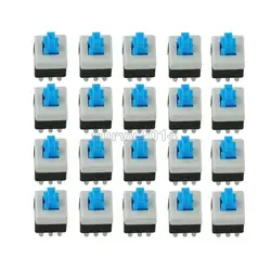 20Pcs 8X8mm Cap Self-locking Type Square Button Switch Blue 100000 Times Service Life