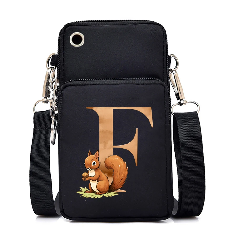 Fashion Mobile Phone Bag Cute Squirrel Alphabet Women Mini Shoulder Bag Hip Hop Fashion Graphic Black Bag Small Crossbody Bags