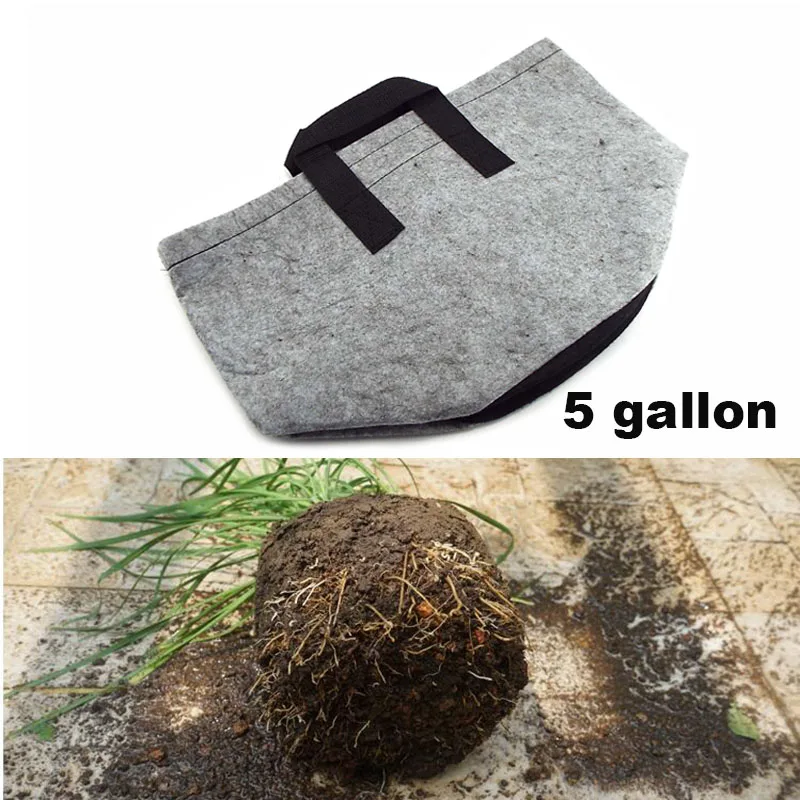 5 Gallon Plant Grow Bags Felt Fabric Grow Pot Breathable Bag Flower Vegetable Home with Handles Pots Garden Tools Indoor Outdoor