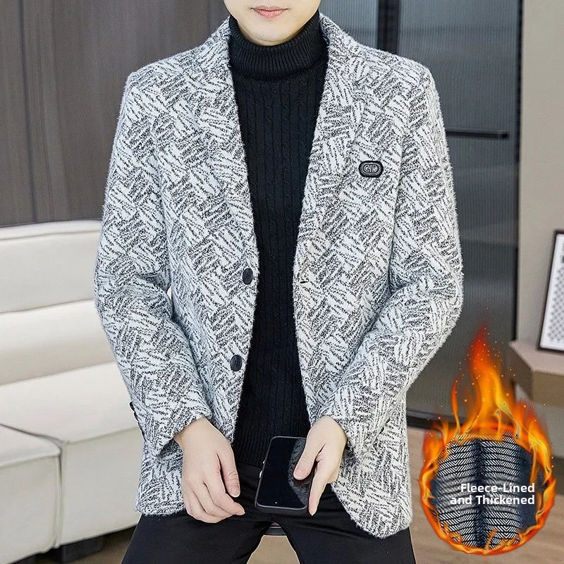 

New Faion Fce Lined Thiened Slim Fit Embroidered Iron Free Single Breasted Small Suit Jaet Outerwear Briti Sle 557