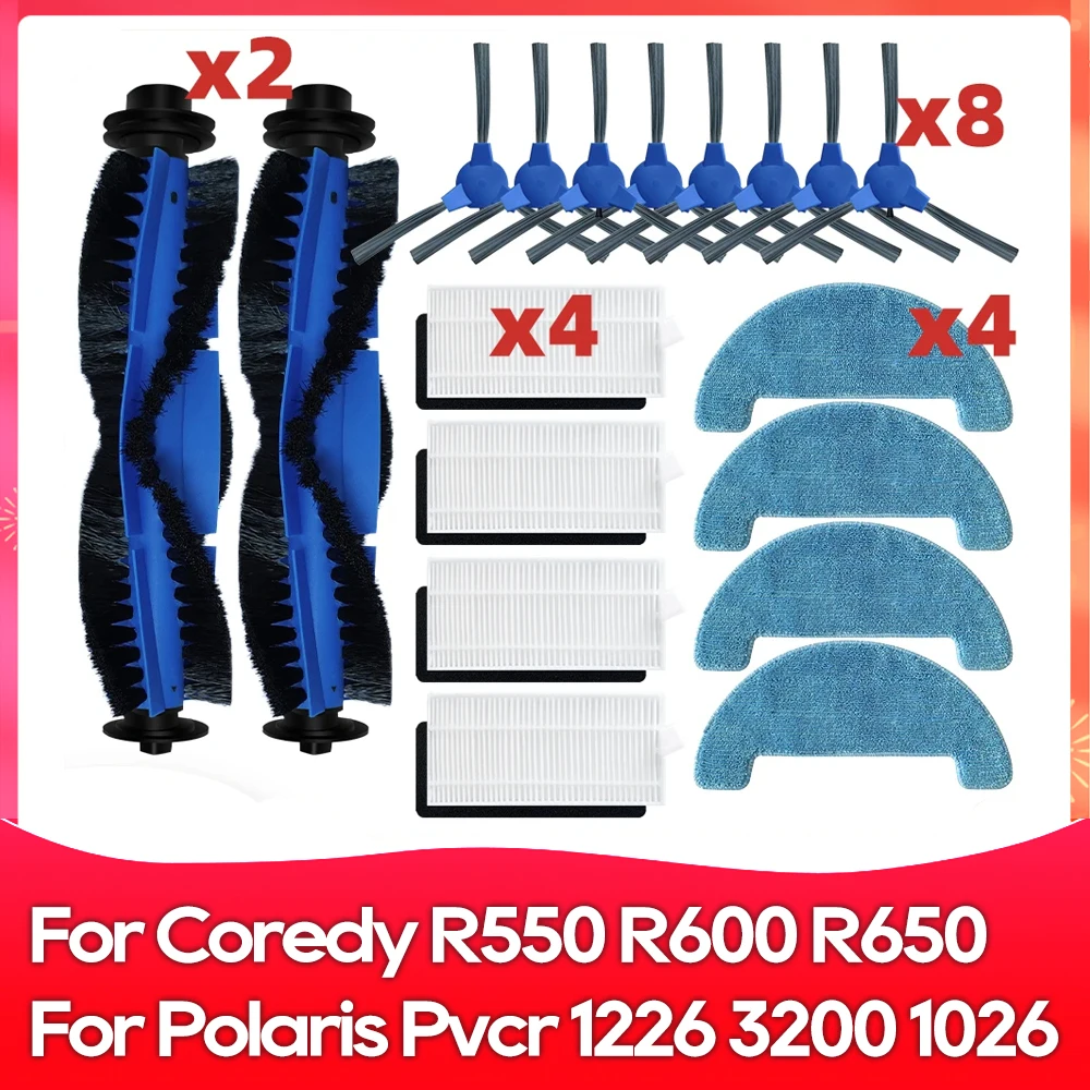 Fit for coredy R550 R600 R650 R750 D400 Polaris pvcr 1226 3200 1026 1229 1090 1050 spare parts main side brush filter mop