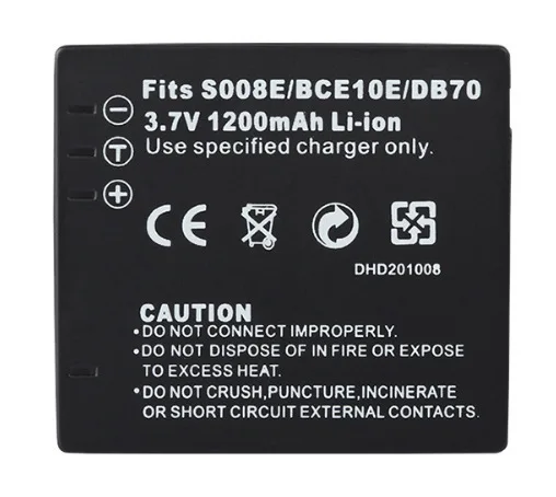 1200mAh CGA-S008 Battery Replacement for Panasonic Digital Cameras Compatible with CGA-S008E/DMW-BCE10 High Capacity Li-ion