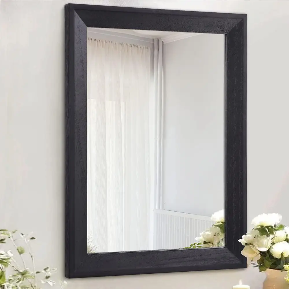 

Black Mirror Wall RecWood ed Large 20"x16" Decorative Wall Mirror or Bedroom Bathroom Living Room Dring Room Entryway