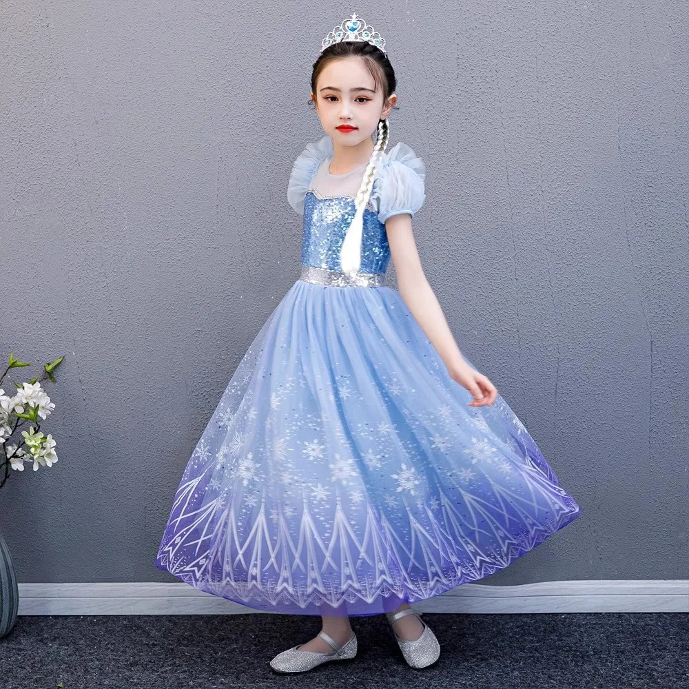 Summer Clothing New Clothes Girl's Dress Printed Dress Girl's Summer Princess Elsa Dress Birthday Dress Performance Dress