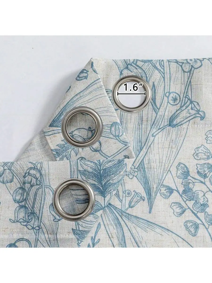 Floral Linen Curtains 84 Inch Long Light Filtering Privacy Drapes For Living Room Bedroom Farmhouse Vintage Botanical Pattern