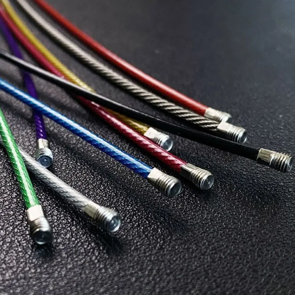 5pcs Stainless Steel Keychain Ring Wire 2*100mm DIY Outdoor Camp Luggage Tag Cables 6 Colors Key Keyring Circle Rope Cable Loop